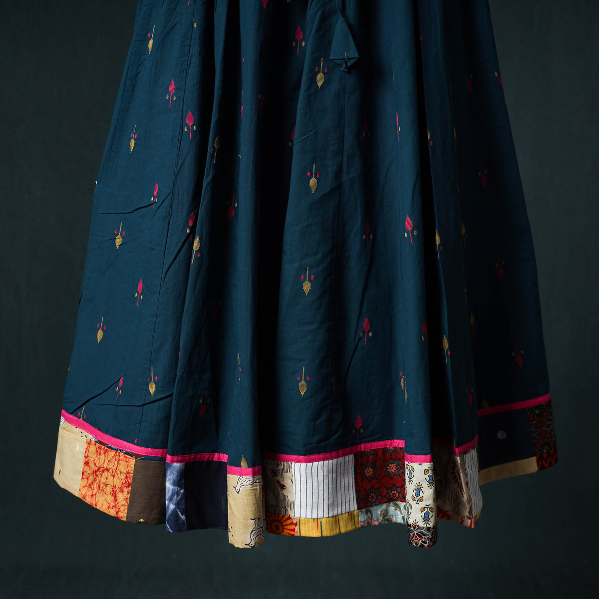 Jacquard 24 Kali Cotton Long Skirt with Patchwork Border 29
