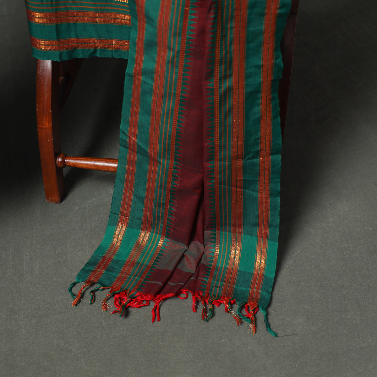 Dharwad Cotton Plain Thread Border Unstitched Dress Material: Kurta, Bottom & Dupatta 78
