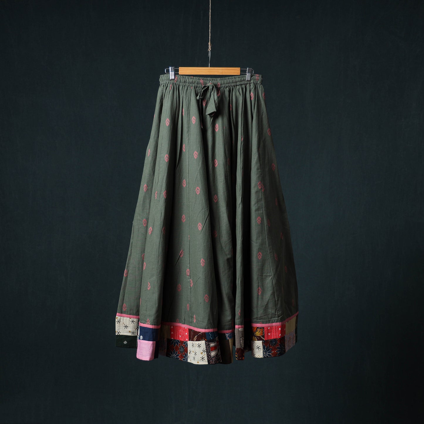Jacquard 24 Kali Cotton Long Skirt with Patchwork Border 30