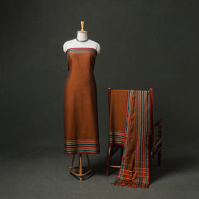 Dharwad Cotton Plain Thread Border Unstitched Dress Material: Kurta, Bottom & Dupatta 79