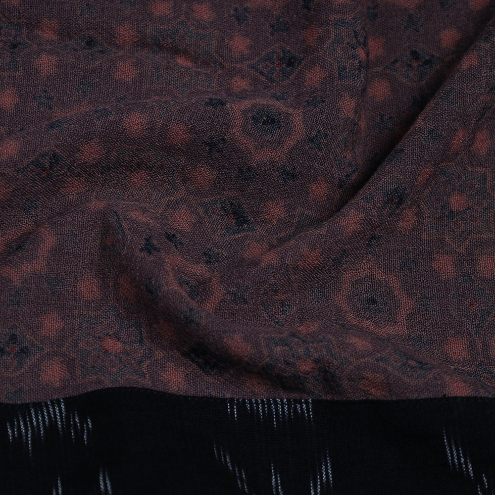 Brown - Block Print Woollen Ajrakh Blouse Piece 62