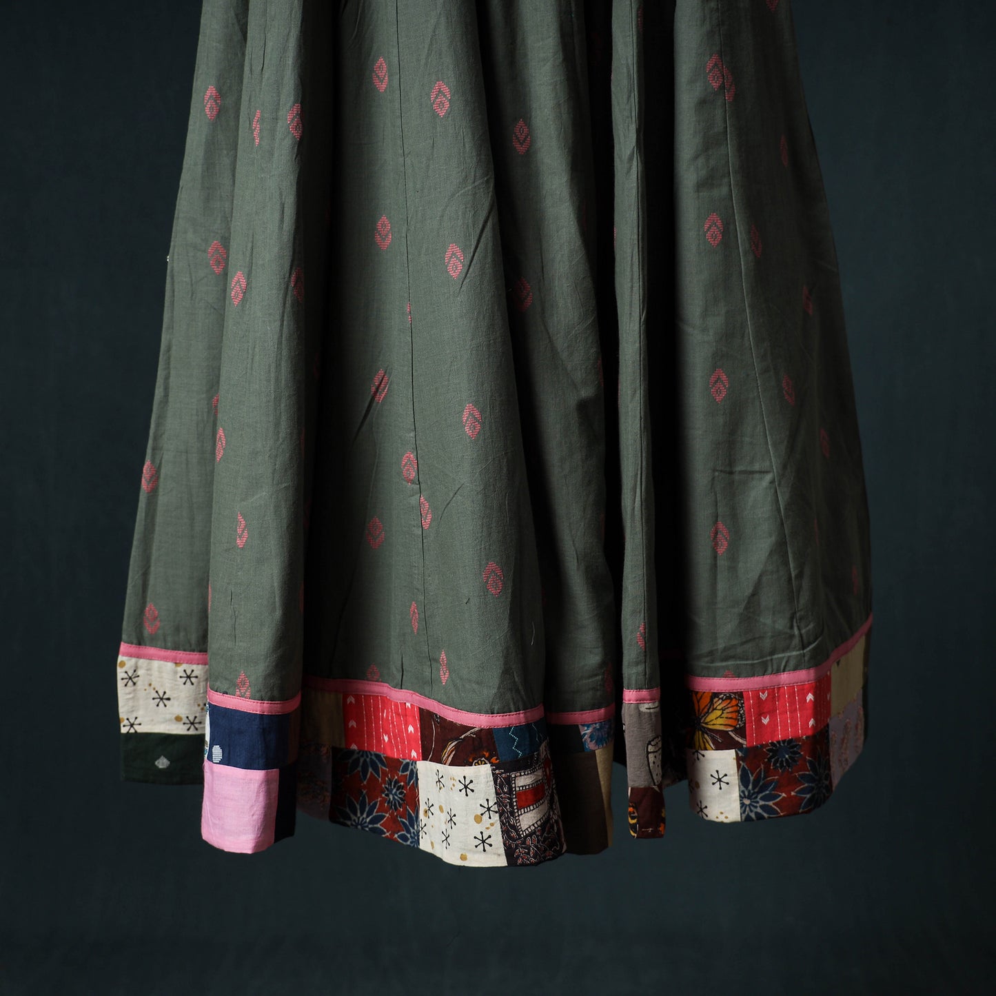 Jacquard 24 Kali Cotton Long Skirt with Patchwork Border 30