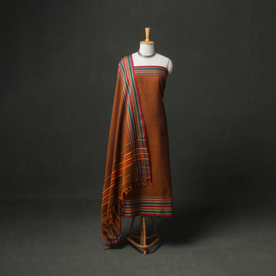 Dharwad Cotton Plain Thread Border Unstitched Dress Material: Kurta, Bottom & Dupatta 79