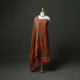Dharwad Cotton Plain Thread Border Unstitched Dress Material: Kurta, Bottom & Dupatta 79