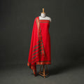 Dharwad Cotton Plain Zari Border Unstitched Dress Material: Kurta, Bottom & Dupatta 04