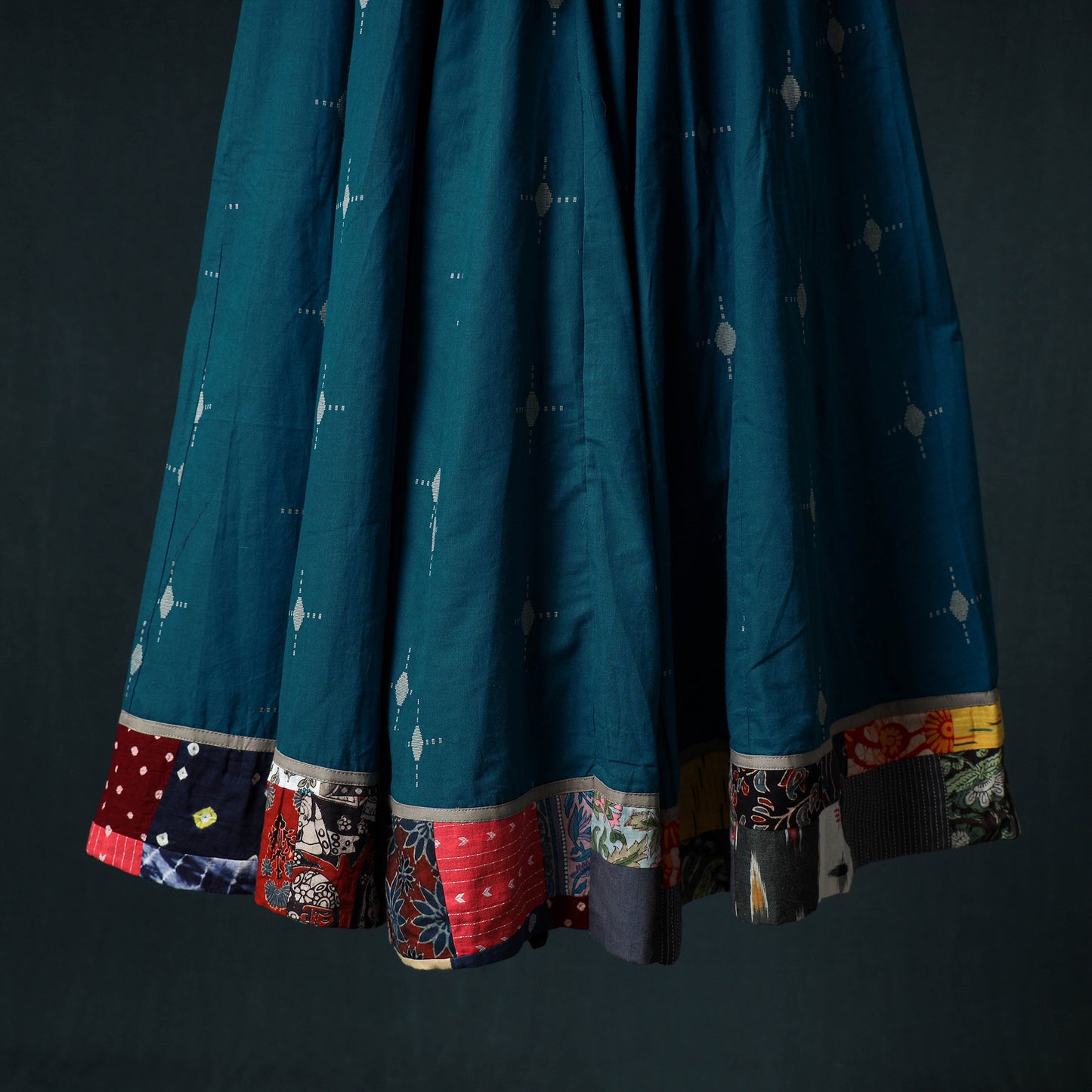 Jacquard 24 Kali Cotton Long Skirt with Patchwork Border 31