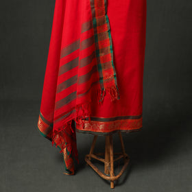 Dharwad Cotton Plain Zari Border Unstitched Dress Material: Kurta, Bottom & Dupatta 04