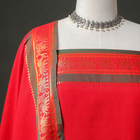Dharwad Cotton Plain Zari Border Unstitched Dress Material: Kurta, Bottom & Dupatta 04