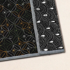Black Handcrafted Bengal Kantha Work File Folder
