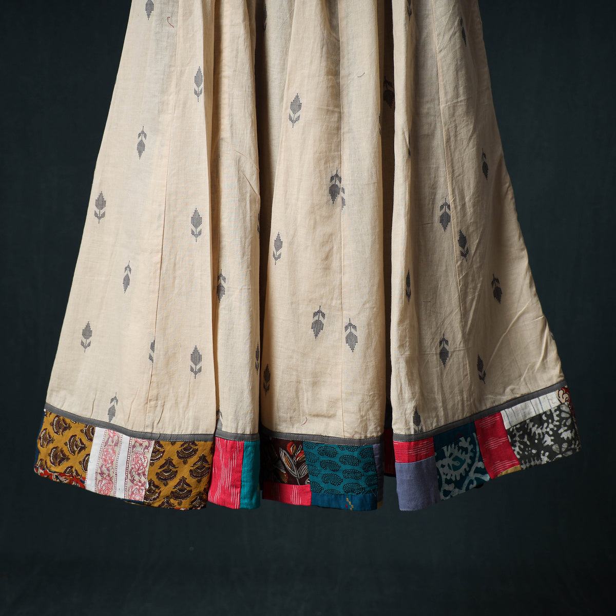 Jacquard 24 Kali Cotton Long Skirt with Patchwork Border 32