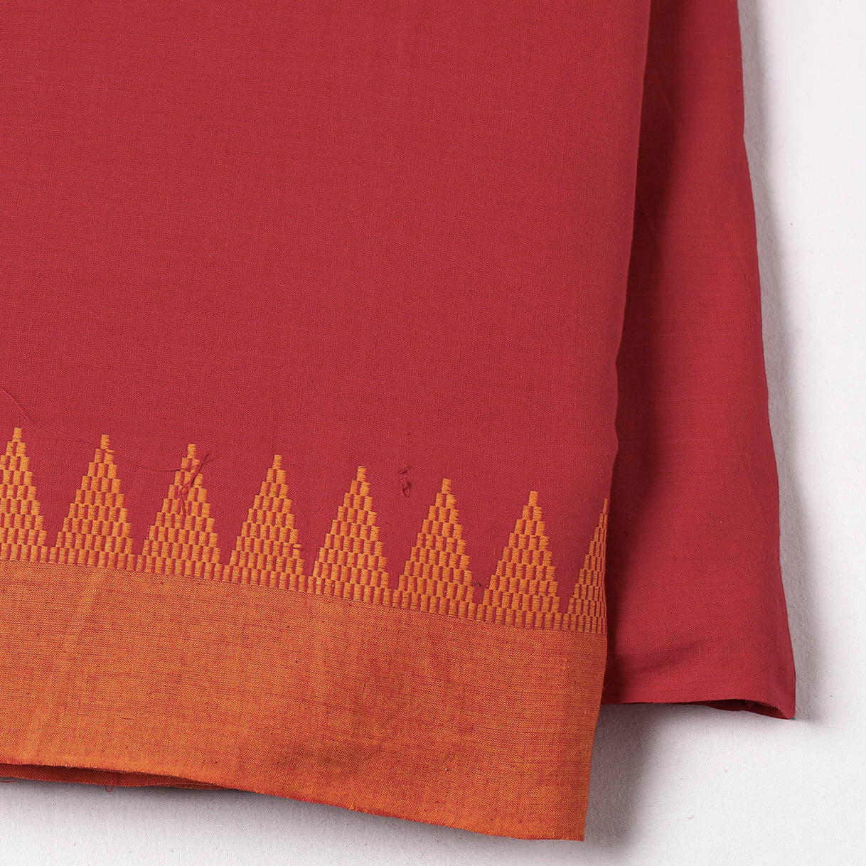 Red - Prewashed Dharwad Weave Cotton Thread Border Fabric