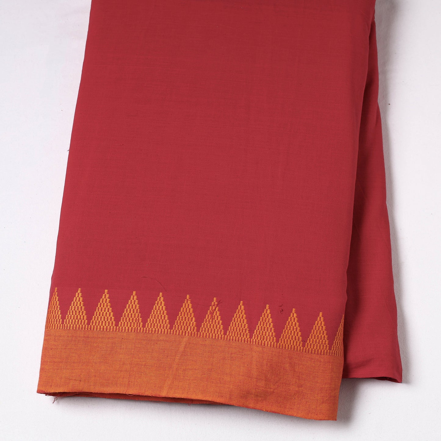 Red - Prewashed Dharwad Weave Cotton Thread Border Fabric