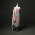 Floral Hand Block Sanganeri Print Woolen Unstitched Dress Material: Kurta, Bottom with Dupatta 02