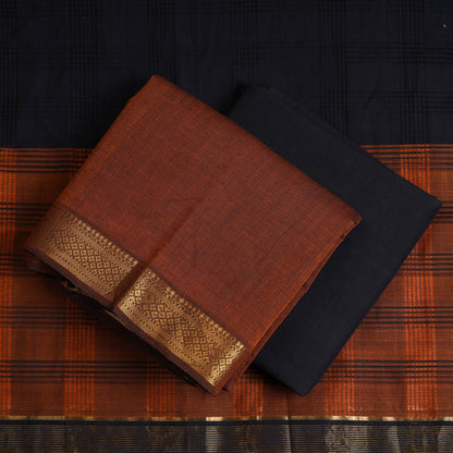 3pc Mangalagiri Handloom Cotton Suit Material Set with Zari Border 02