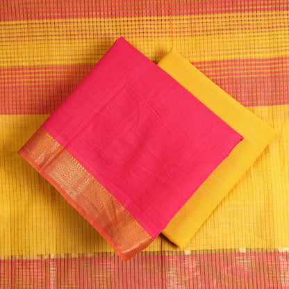 3pc Mangalagiri Handloom Cotton Suit Material Set with Zari Border 12
