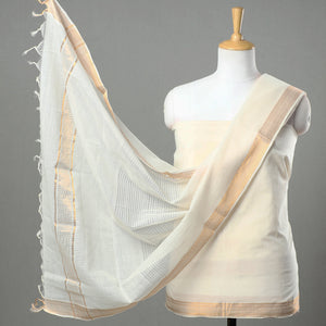 3pc Mangalagiri Handloom Cotton Suit Material Set with Zari Border 16