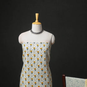 Floral Hand Block Sanganeri Print Woolen Unstitched Dress Material: Kurta, Bottom with Dupatta 12