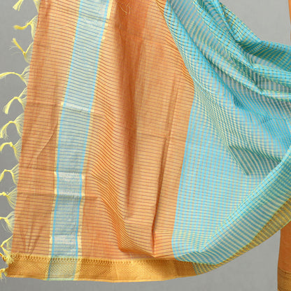 3pc Mangalagiri Handloom Cotton Suit Material Set with Zari Border 18