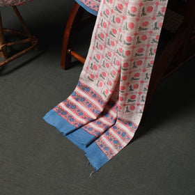 Floral Hand Block Sanganeri Print Woolen Unstitched Dress Material: Kurta, Bottom with Dupatta 13