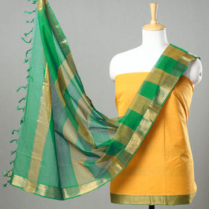 3pc Mangalagiri Handloom Cotton Suit Material Set with Zari Border 20