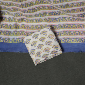 Floral Hand Block Sanganeri Print Woolen Unstitched Dress Material: Kurta, Bottom with Dupatta 16
