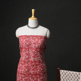 Floral Hand Block Sanganeri Print Woolen Unstitched Dress Material: Kurta, Bottom with Dupatta 17