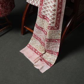 Floral Hand Block Sanganeri Print Woolen Unstitched Dress Material: Kurta, Bottom with Dupatta 17