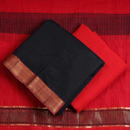 3pc Mangalagiri Handloom Cotton Suit Material Set with Zari Border 24
