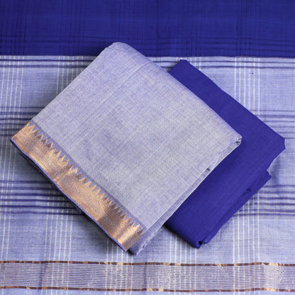 3pc Mangalagiri Handloom Cotton Suit Material Set with Zari Border 27