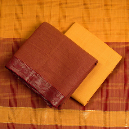 3pc Mangalagiri Handloom Cotton Suit Material Set with Zari Border 28