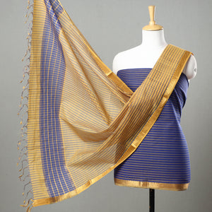 3pc Mangalagiri Handloom Cotton Suit Material Set with Zari Border 36