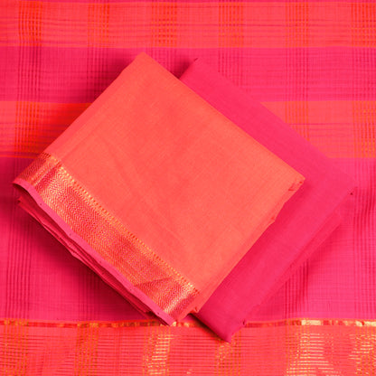 3pc Mangalagiri Handloom Cotton Suit Material Set with Zari Border 33