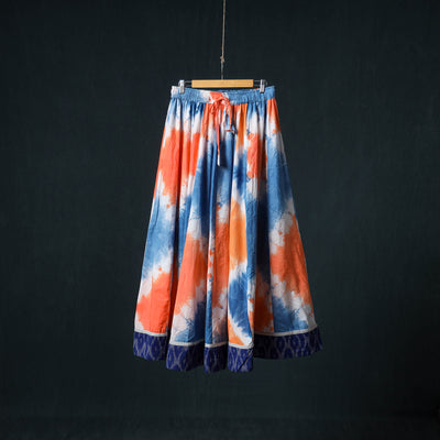 Shibori Tie-Dye 24 Kali Cotton Long Skirt with Ikat Border 64