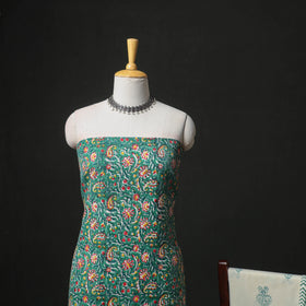 Floral Hand Block Sanganeri Print Woolen Unstitched Dress Material: Kurta, Bottom with Dupatta 23