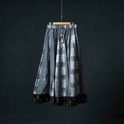 Shibori Tie-Dye 24 Kali Cotton Long Skirt with Ikat Border 65