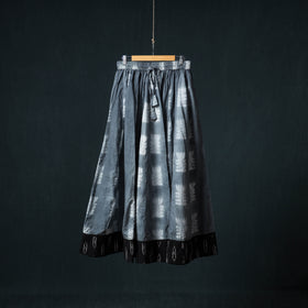 Shibori Tie-Dye 24 Kali Cotton Long Skirt with Ikat Border 65