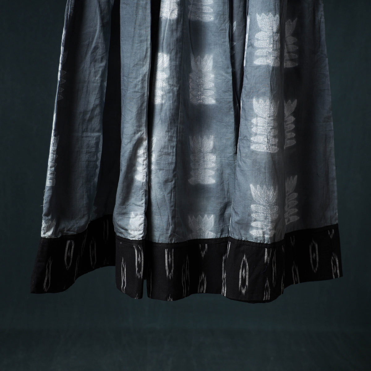 Shibori Tie-Dye 24 Kali Cotton Long Skirt with Ikat Border 65