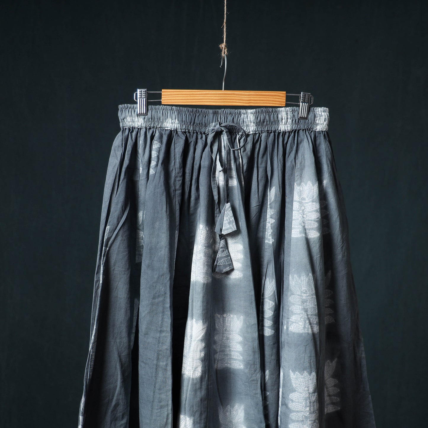 Shibori Tie-Dye 24 Kali Cotton Long Skirt with Ikat Border 65
