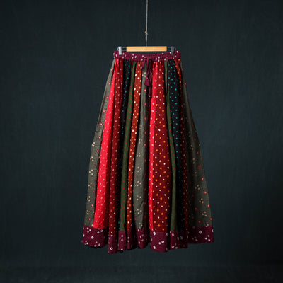Bandhani Tie-Dye 24 Kali Patchwork Cotton Long Skirt 66