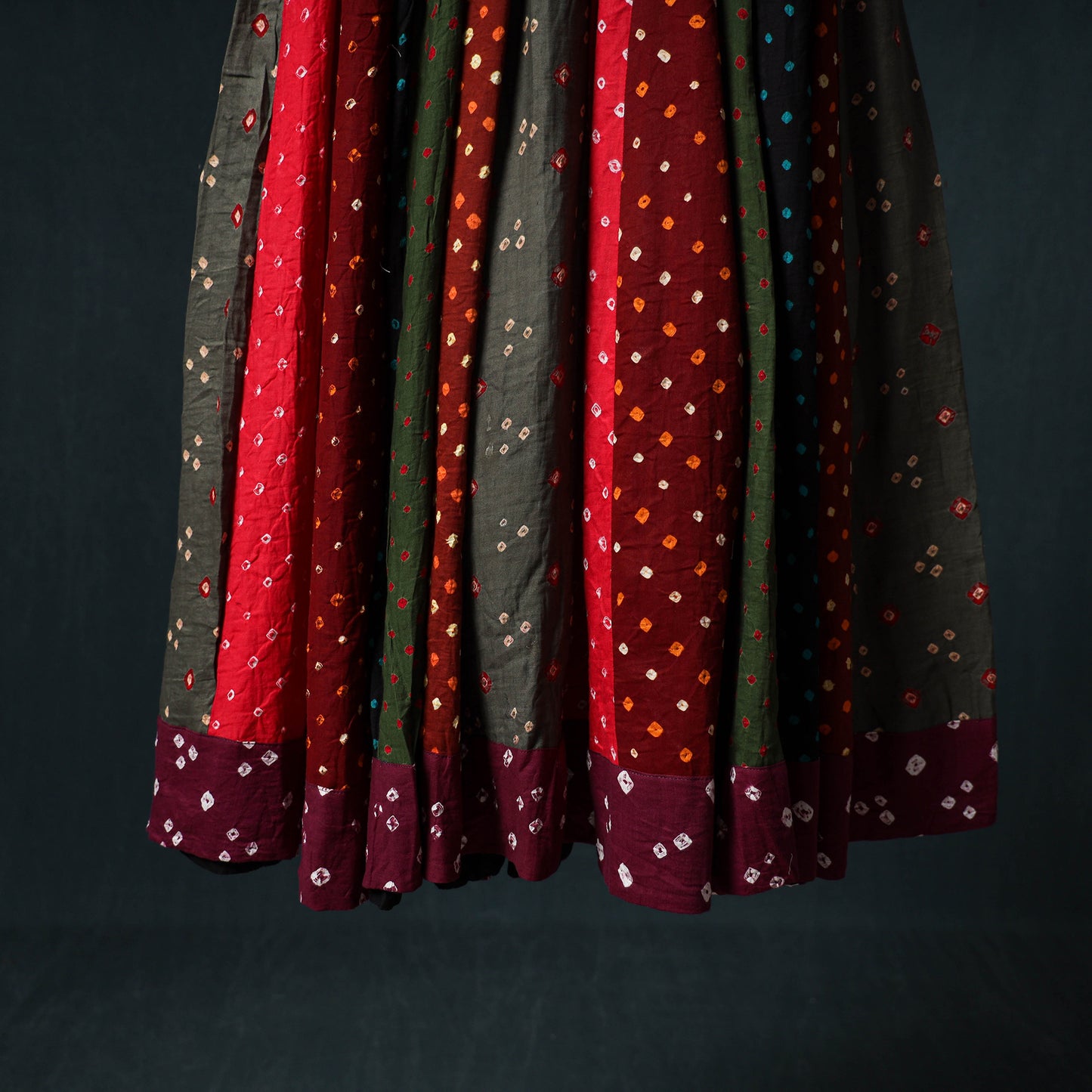 Bandhani Tie-Dye 24 Kali Patchwork Cotton Long Skirt 66