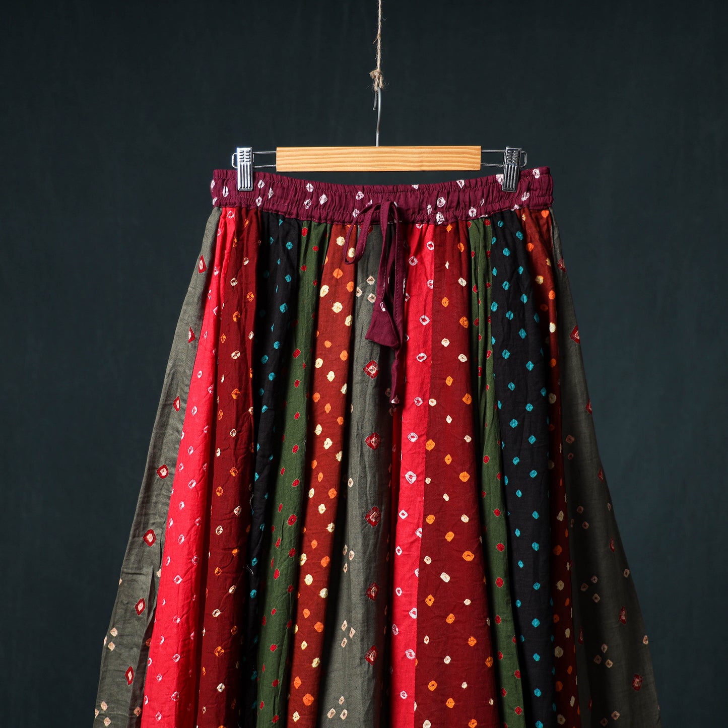 Bandhani Tie-Dye 24 Kali Patchwork Cotton Long Skirt 66