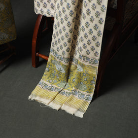 Floral Hand Block Sanganeri Print Woolen Unstitched Dress Material: Kurta, Bottom with Dupatta 24