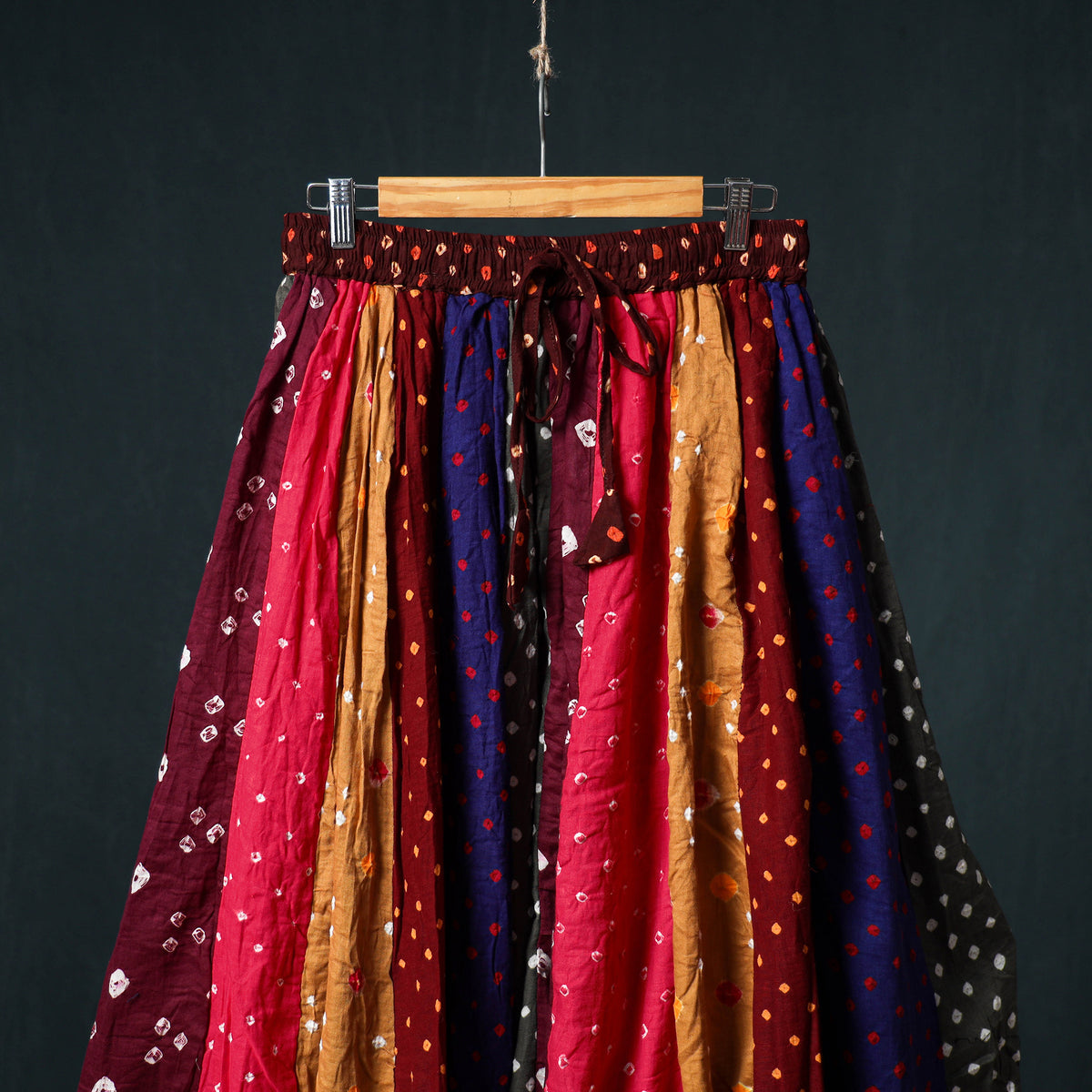 Bandhani Tie-Dye 24 Kali Patchwork Cotton Long Skirt 67