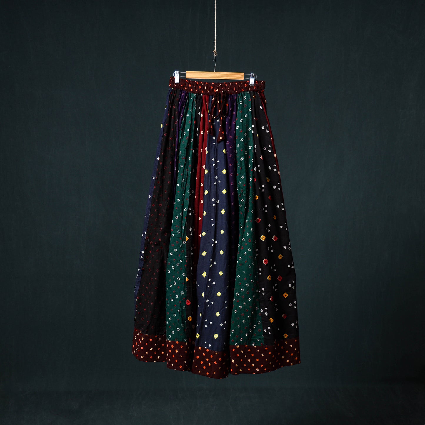 Bandhani Tie-Dye 24 Kali Patchwork Cotton Long Skirt 68