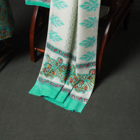 Floral Hand Block Sanganeri Print Woolen Unstitched Dress Material: Kurta, Bottom with Dupatta 25
