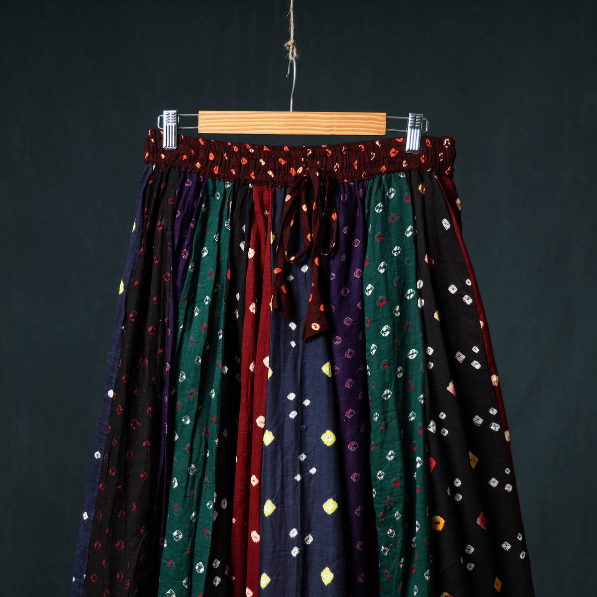 Bandhani Tie-Dye 24 Kali Patchwork Cotton Long Skirt 68