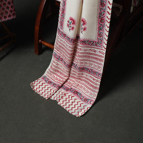 Floral hand block sanganeri print woolen unstitched dress