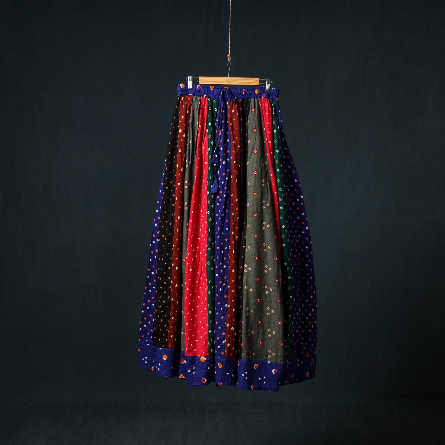 Bandhani Tie-Dye 24 Kali Patchwork Cotton Long Skirt 70