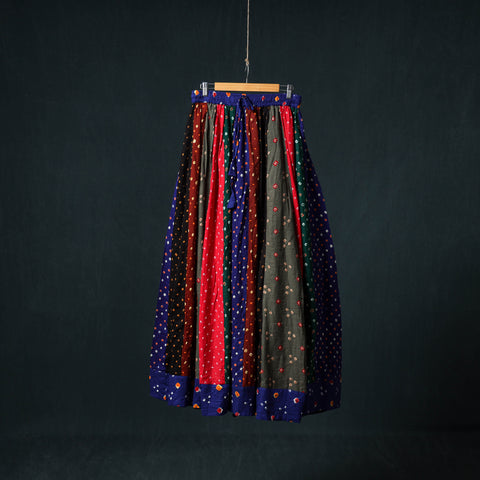 Bandhani Tie-Dye 24 Kali Patchwork Cotton Long Skirt 70