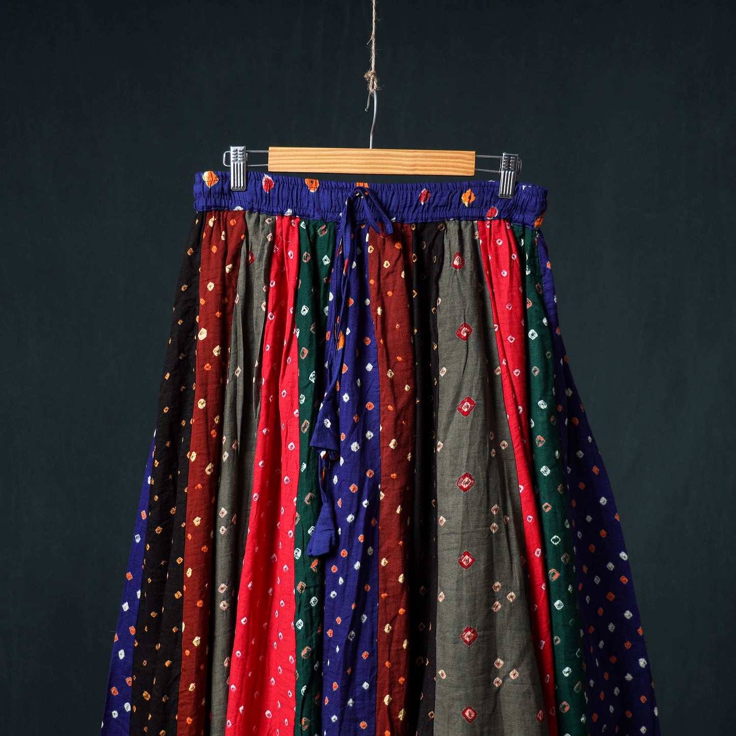 Bandhani Tie-Dye 24 Kali Patchwork Cotton Long Skirt 70